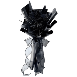 Dark Rose 浪漫永生玫瑰花束, 黑色