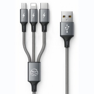 디지지 3in1 스마트폰 고속 충전 멀티케이블 스카이 메타, 120cm, 메탈실버, 1개
