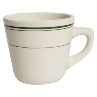 Tuxton 磁咖啡杯 綠邊 7oz TGB-001, 白色, 1個