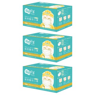 fuder 福德好罩 成人平面醫療口罩, 水漾藍, 50片, 3盒