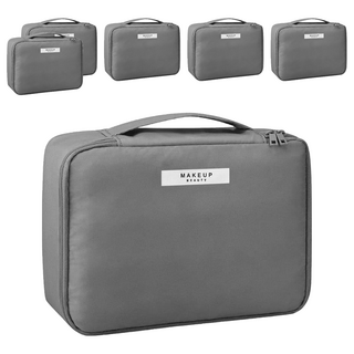 高顏質便攜式旅行化妝包, 灰色, 6個
