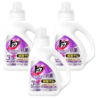 LION 獅王 Top 抗菌24H洗衣精 48小時安心抗菌, 900g, 3瓶