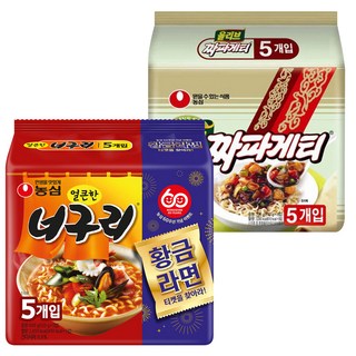 농심 짜파게티 140g 5p + 너구리 얼큰한 맛 120g 5p, 1세트