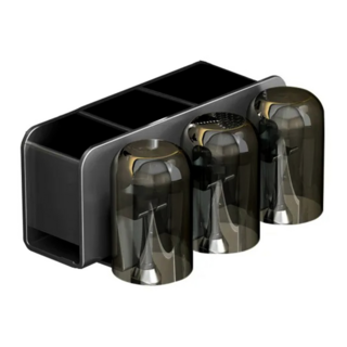 牙刷架 三人款 附杯子 免釘膠 黑色, 1個