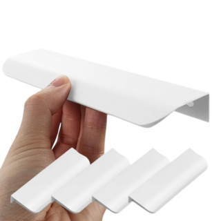 芙朗安德 黏貼式簡約把手 免鑽孔櫥櫃下櫃把手, 4個, 白色