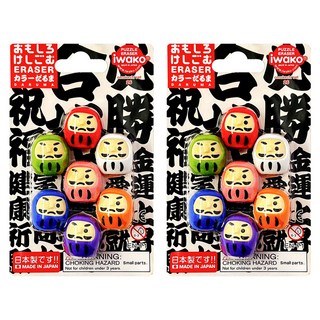 Iwako 造型橡皮擦 ER-BRI 030 達摩, 七色, 2組