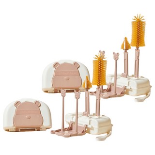 外出奶瓶刷7件組 咖啡色 - 奶瓶清潔刷、奶嘴刷套裝 外出便攜 多功能清潔, 2組