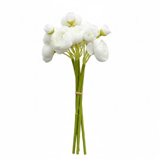 FLORAL M 法式浪漫復古茶花仿真花花材, 優雅白, 6件