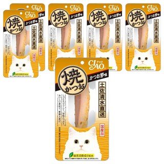 INABA CIAO 啾嚕 鰹魚燒魚柳條, 日本國產品 綠茶消臭成分配合 土佐清水港直送 無添加, 柴魚片, 30g, 6包