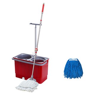 MATONGI 旋轉拖把清洗脫水桶 + 2款超細纖維拖把補充包組合, 1套