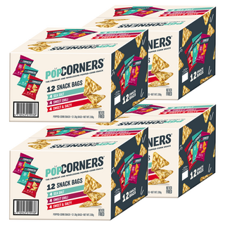 POPCORNERS 爆米花脆片組合箱, 鹹甜28g*4包+海鹽28g*4包+甜辣28g*4包, 4盒