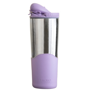 TiKOBO 鈦工坊 純鈦鯨魚杯2代 雙層真空飲料杯/環保杯/冰霸杯/保溫杯 附粗吸管, 凝雲紫, 1個, 800ml