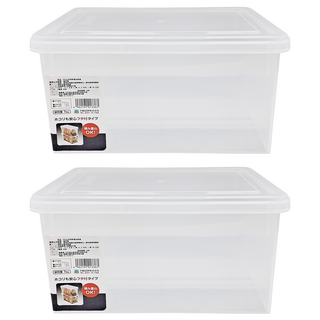 FUDOGIKEN 不動技研 手把附蓋收納盒 F2553, 透明色, 2個