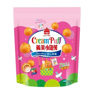 義美 小泡芙歡樂包 甜心草莓, 196g, 1袋