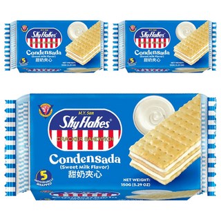 SkyFlakes 空中霸王甜奶夾心餅乾, 150g, 3袋