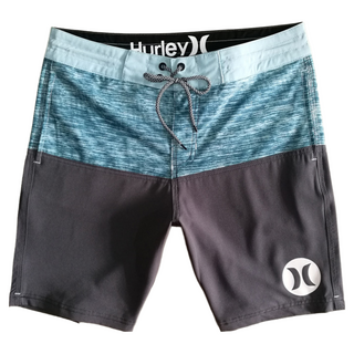 Hurley 成人男沙灘褲 30碼 - 時尚海灘運動短褲, 灰色 + 綠色
