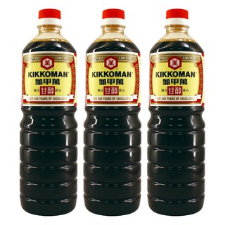KIKKOMAN 龜甲萬 甘醇醬油，超過300年的純釀智慧, 1L, 3瓶