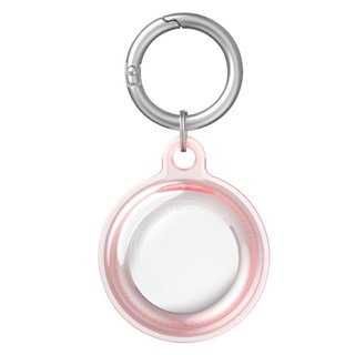 嚴選 AirTag 360度全包覆輕薄透色保護套/金屬登山扣環, 1個, 透粉色