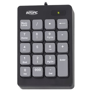 INTOPIC 廣鼎 USB巧克力數字有線鍵盤 19鍵設計, KBD-N99, 黑色