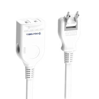 POLYWELL 寶利威爾 2P中繼型電源延長線 1孔, 1.8m, 白色, 1條