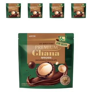 LOTTE 樂天 Ghana 加納 優質迦納夏威夷果巧克力球分享包 6包入, 144g, 5袋