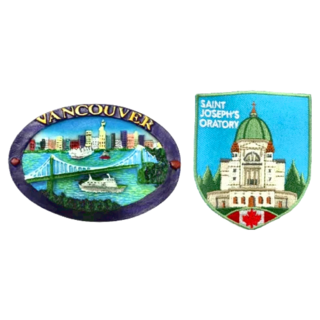 A-ONE 匯旺 加拿大溫哥華 弗雷澤河 Fraser River特色地標磁鐵+ 聖若瑟聖堂補丁 Set 2件, 1組, 2.5 x 3.1inches 2.85 x 2.05inches