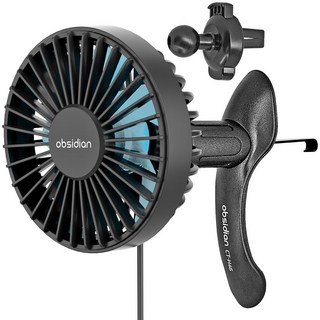 옵시디언 차량용 만능 송풍구 USB 미니선풍기 에어써큘레이터 3단조절, 블랙