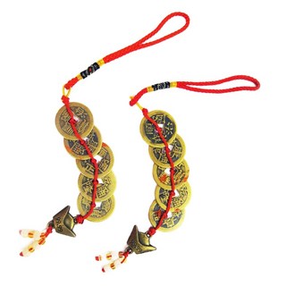 開運陶源 元寶五帝錢套裝, 順治康熙雍正乾隆嘉慶, 清朝皇帝, 天地人三才, 吉祥福氣, 2串, 紅