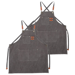 卡特屋 日系工作圍裙 成人加厚工裝款, 沉穩灰色, 2件