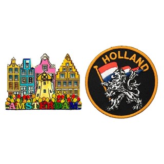 A-ONE 匯旺 荷蘭阿姆斯特丹彩色磁鐵組 含彩色房屋磁鐵與荷蘭標誌徽章 磁鐵:3.07 x 2...., 荷蘭阿姆斯特丹彩色房 + 荷蘭標誌, 磁鐵:3.07 x 2.32inches，布藝徽章:2.8 x 2.8inches
