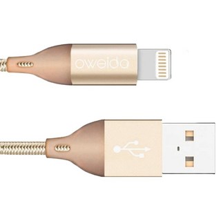 OWEIDA 歐威達 MFI認證 iPhone 高速編織線, 1.8m, 白金色, 1條