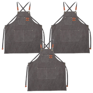 卡特屋 日系工作圍裙 成人加厚工裝款, 沉穩灰色, 3件