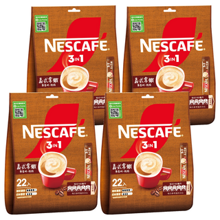 NESCAFE 雀巢咖啡 三合一義式拿鐵 無香料 低脂, 16g, 22條, 4袋