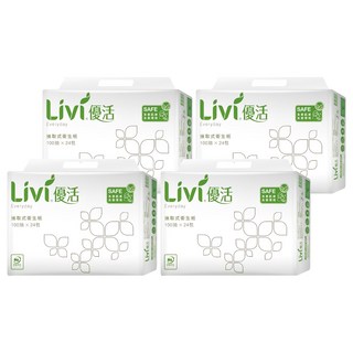 LIVI 優活 抽取式衛生紙 2層, 24包, 4袋