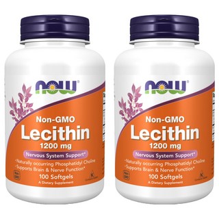 now 健而婷 卵磷脂, 100顆, 1200mg, 2罐