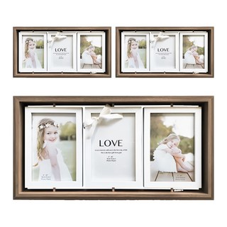 STYLE_G時代家居 歐風旋轉緞帶相框組 玻璃合成板材質, 40 x 21cm, 深木色, 1個