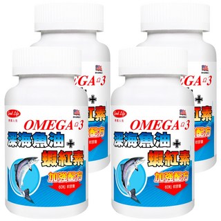 good Life 得意人生 Omega 3深海魚油 + 蝦紅素 軟膠囊, 60顆, 4罐