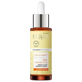 EVELINE 精華液 Serum Shot 15% 維他命 C+Cg 白藜蘆醇 阿魏酸, 30ml, 1瓶