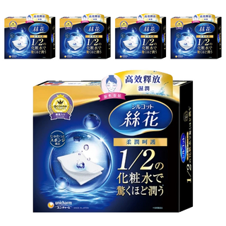 Silcot 絲花 潤澤化妝棉, 1/2化妝水 高效釋放 濕潤, 柔軟呵護, 40片, 5盒