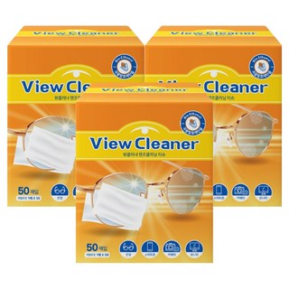 자우버 뷰 클리너 렌즈 클리닝 일회용 티슈 50p, 3개