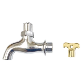 共用栓水龍頭與鑰匙, 台製全銅水龍頭本體, 8.8 x 4 x 6.7cm, 1個