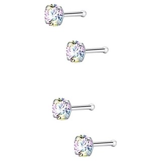 耀眼美人 養耳棒醫療鋼/鈦鋼耳環 Set, 閃耀白彩鋯石鑽