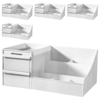 FAmILyLIFE 生活 簡約風抽屜式化妝品收納盒, 白色, 5個