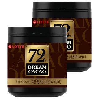 LOTTE 樂天 72% 骰子巧克力, 濃郁醇厚口感, 獨立包裝方便攜帶, 86g, 2罐