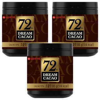 LOTTE 樂天 72% 骰子巧克力 濃郁醇厚口感 獨立包裝方便攜帶, 86g, 3罐