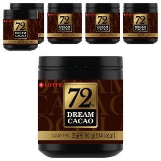 LOTTE 樂天 72% 骰子巧克力, 濃郁醇厚口感, 獨立包裝方便攜帶, 86g, 6罐