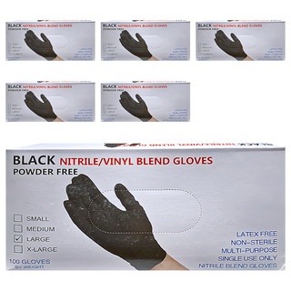 FANCY LIFE 一次性PVC手套 L 黑色款, 100個, 6盒