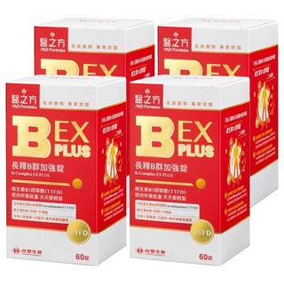 台塑生醫 MD Formula 醫之方 長釋B群EX PLUS加強錠 促進代謝 增強體力, 60顆, 600mg, 600ml, 4罐