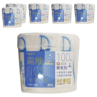 UdiLife 優的生活大師 smile 絲麥兒 單支包扁線牙線棒 台灣製造, 7.8cm, 100支, 6盒