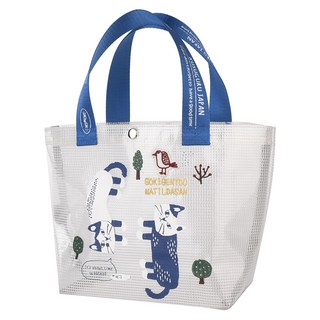 kUSUgURU JAPAN 日本眼鏡貓 網格微透明手提防水包, Matilda 藍色